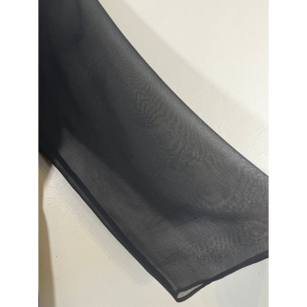 Vintage Silk Beaded Sheer Wrap Top Black 14 Cocktail Embroidery Wedding Formal - Picture 5 of 8